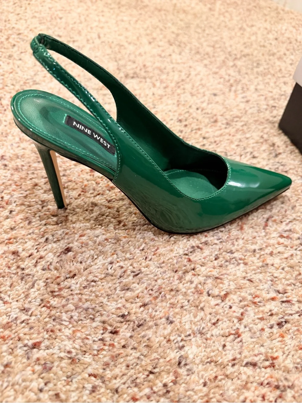 Marc Fisher Green Patent Slingback Pointed-Toe Stiletto Heels